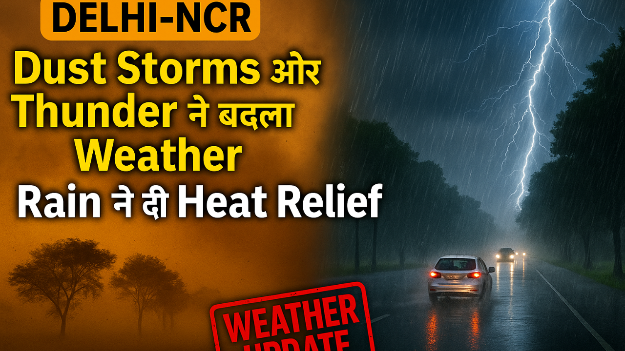 दिल्ली-NCR में Dust Storms और Thunder ने बदला Weather, Rain ने दी Heat Relief