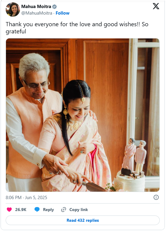 Trinamool's Mahua Moitra Marries Ex-MP