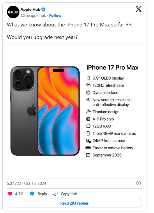 iPhone 17 Pro और Pro Max